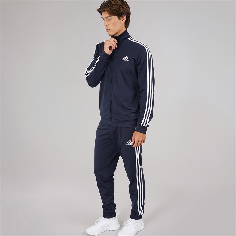adidas Mens Primegreen Essentials 3-Stripes Tracksuit Legend Ink/White