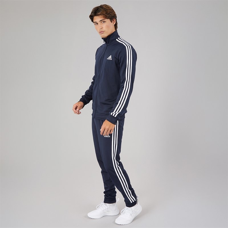 adidas Mens Primegreen Essentials 3-Stripes Tracksuit Legend Ink/White - Image 4