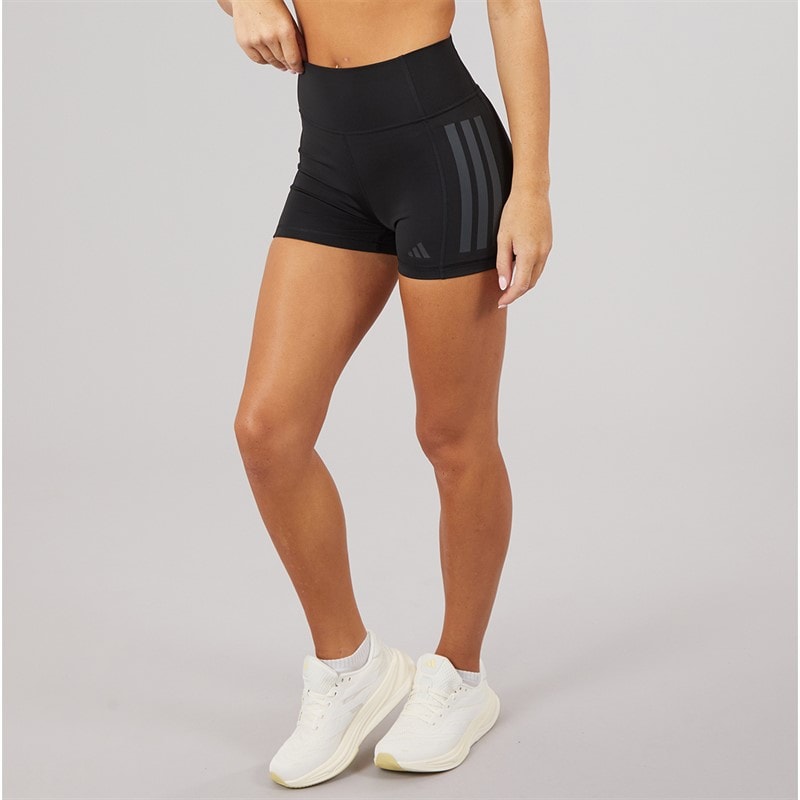 adidas Womens Optime 3 Stripes Tight Shorts Black - Image 2