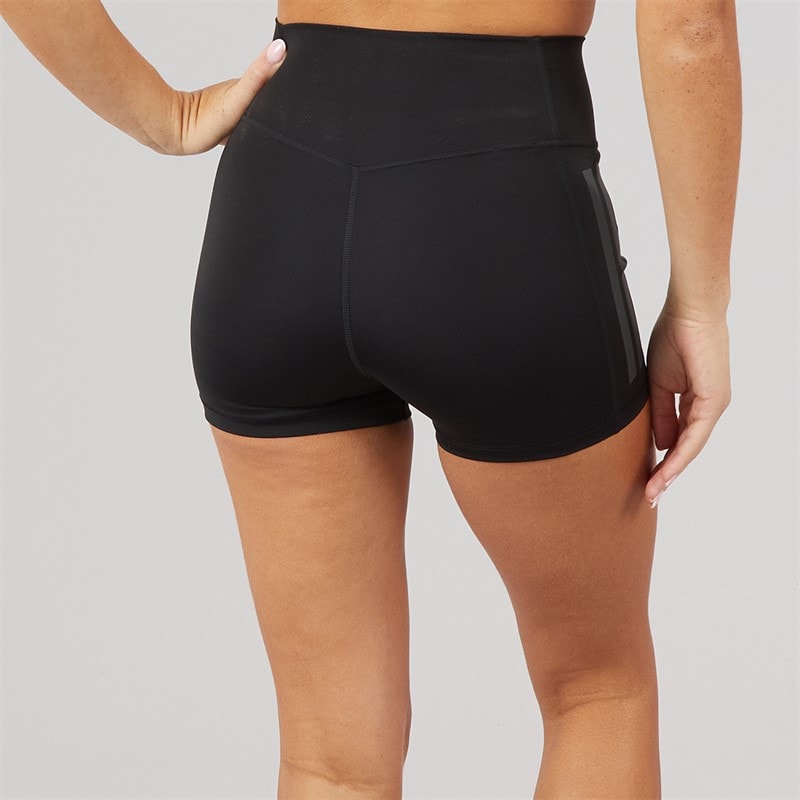adidas Womens Optime 3 Stripes Tight Shorts Black - Image 3