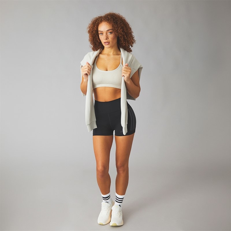 adidas Womens Optime 3 Stripes Tight Shorts Black - Image 4