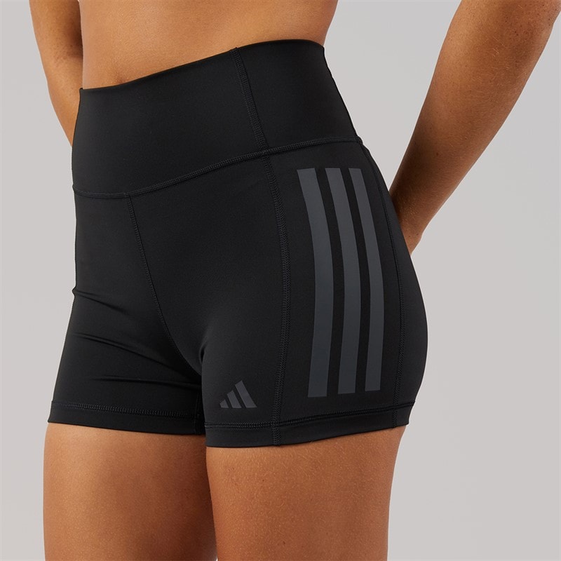 adidas Womens Optime 3 Stripes Tight Shorts Black - Image 5
