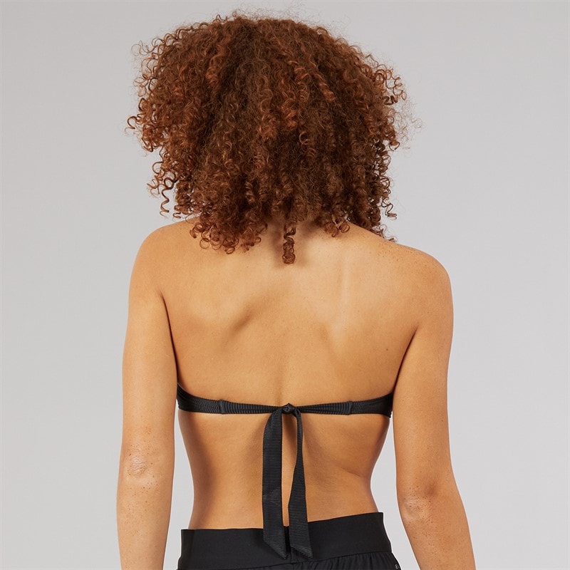 adidas Womens Iconisea Ribbed Padded Bandeau Bikini Top Black - Image 2
