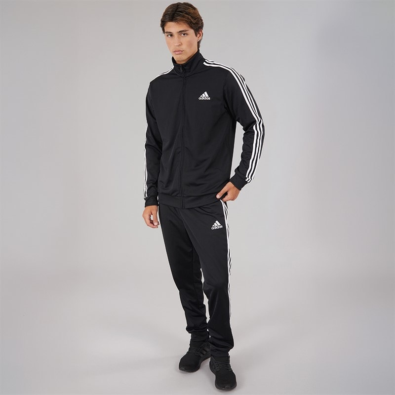 adidas Mens Primegreen Essentials 3-Stripes Tracksuit Black/White - Image 4