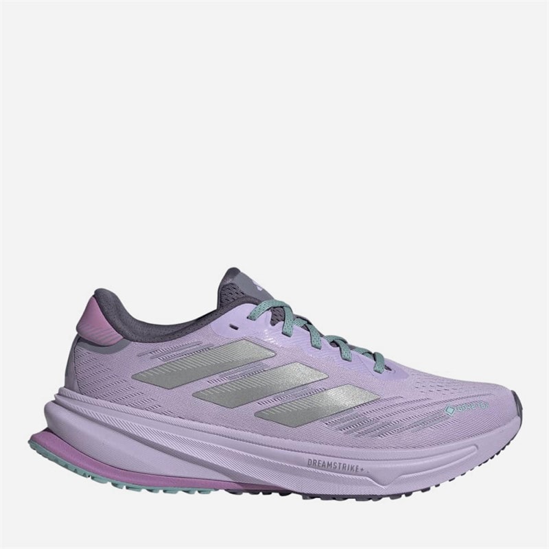 adidas Womens Supernova Rise Gore-Tex Waterproof Neutral Running Shoes Powder Plum/Silver Metallic/Mint Ton