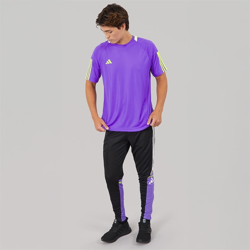 adidas Mens Aeroready Sereno 3-Stripes T-Shirt Purple Rush/Lucid Lemon - Image 3