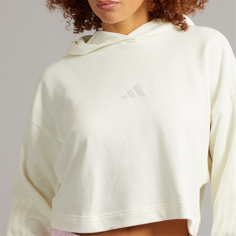 adidas Womens All SZN 3 Stripes Hoodie Off White - Image 3