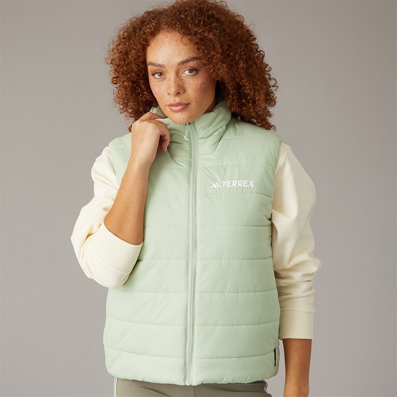 adidas Womens Terrex Essentials Climawarm Insulated Padded Gilet Halo Green - Image 3