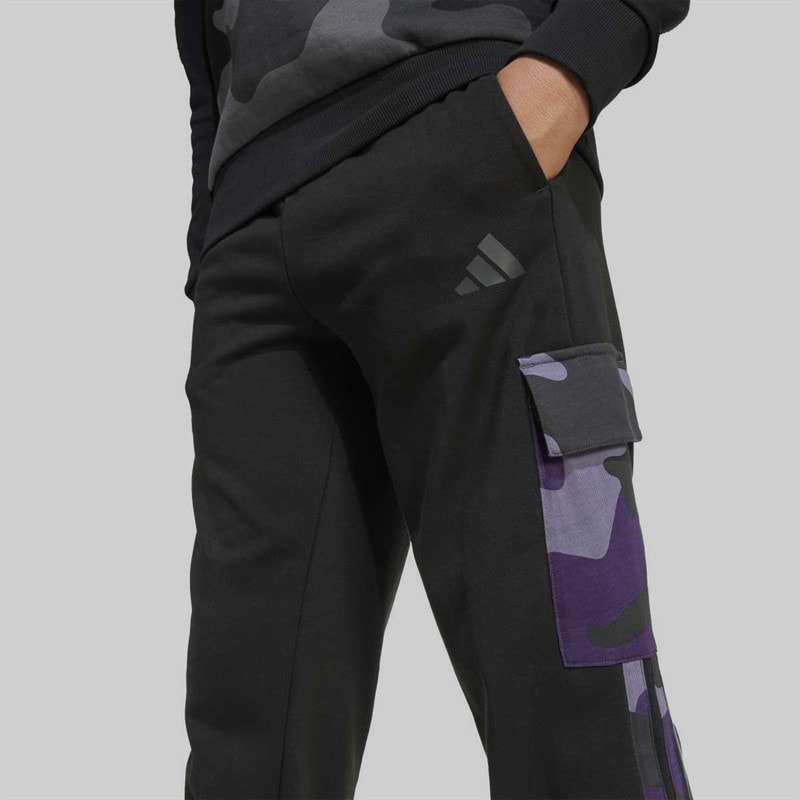 adidas Junior Boys Essentials Camo Cargo Joggers Black/White - Image 3
