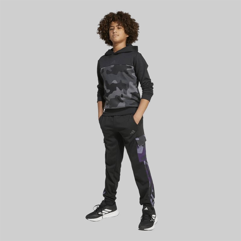 adidas Junior Boys Essentials Camo Cargo Joggers Black/White - Image 4