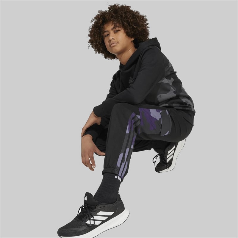 adidas Junior Boys Essentials Camo Cargo Joggers Black/White - Image 5