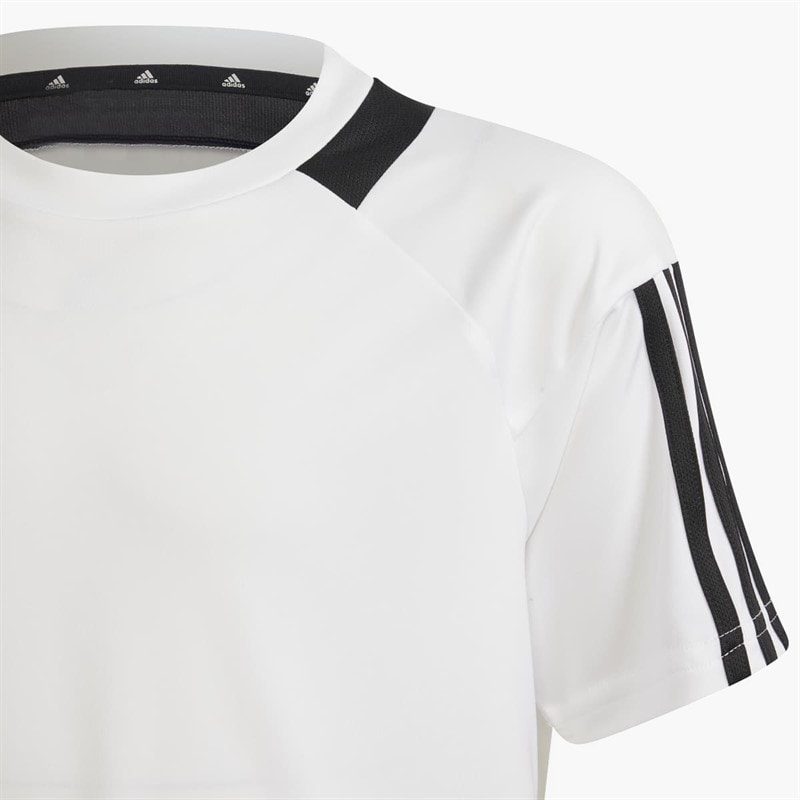 adidas Boys Sereno T-Shirt White/Black - Image 3