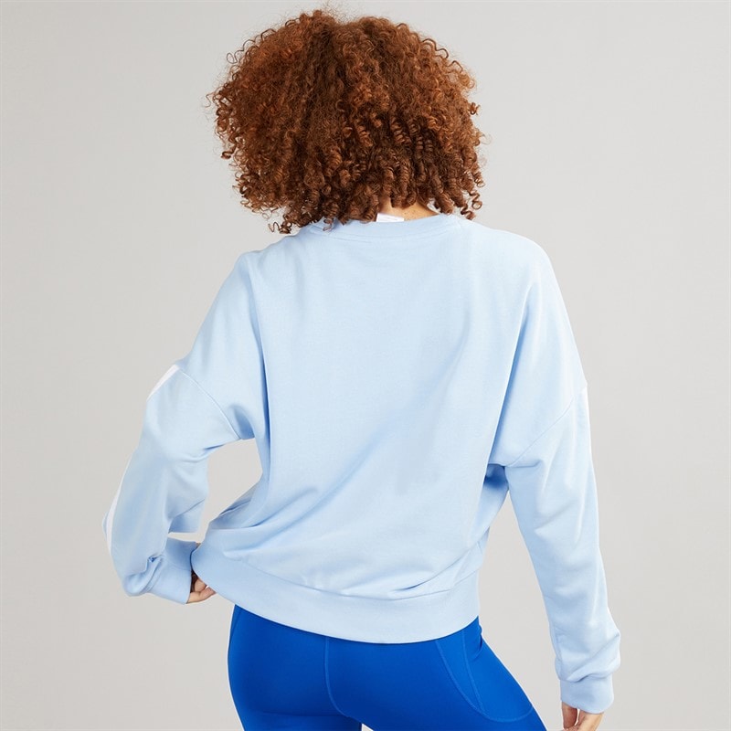 adidas Womens Essentials 3-Stripes Sweatshirt Glow Blue/White - Image 2