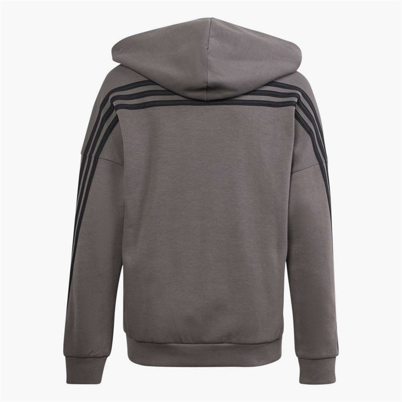 adidas Junior Boys Future Icons 3 Stripes Full Zip Hoodie Charcoal/Black - Image 2