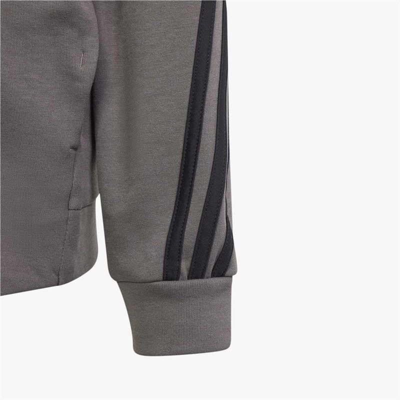 adidas Junior Boys Future Icons 3 Stripes Full Zip Hoodie Charcoal/Black - Image 3