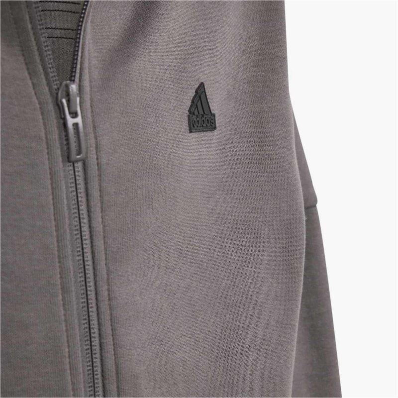 adidas Junior Boys Future Icons 3 Stripes Full Zip Hoodie Charcoal/Black - Image 4