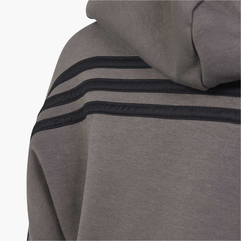 adidas Junior Boys Future Icons 3 Stripes Full Zip Hoodie Charcoal/Black - Image 5