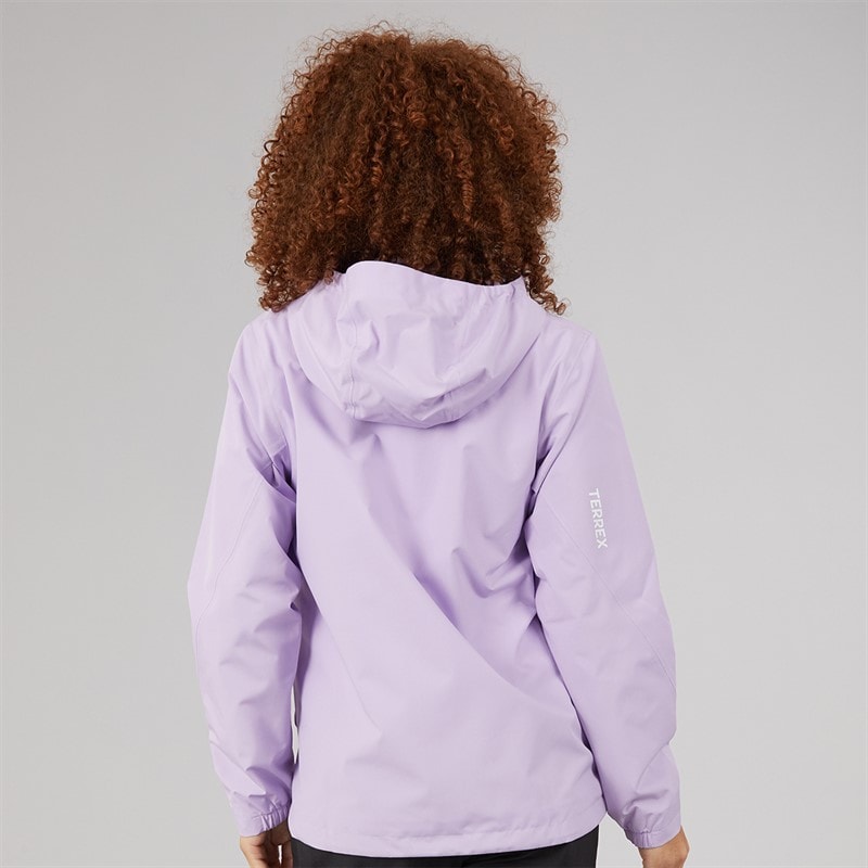 adidas Womens Terrex Multi 2 Layer Climaproof Hooded Rain Jacket Powder Plum - Image 2