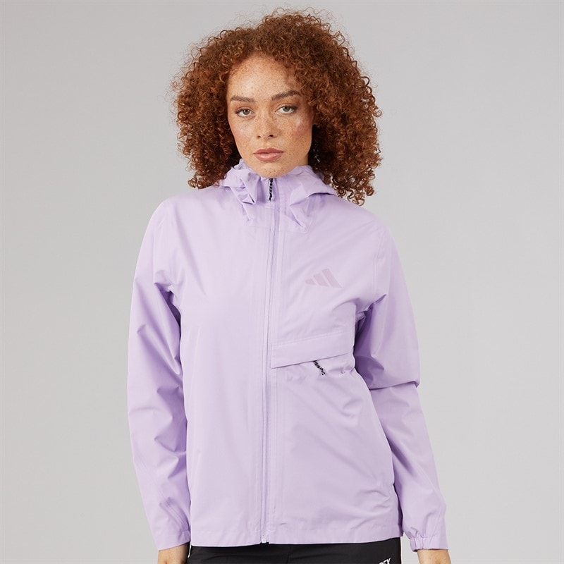 adidas Womens Terrex Multi 2 Layer Climaproof Hooded Rain Jacket Powder Plum - Image 3