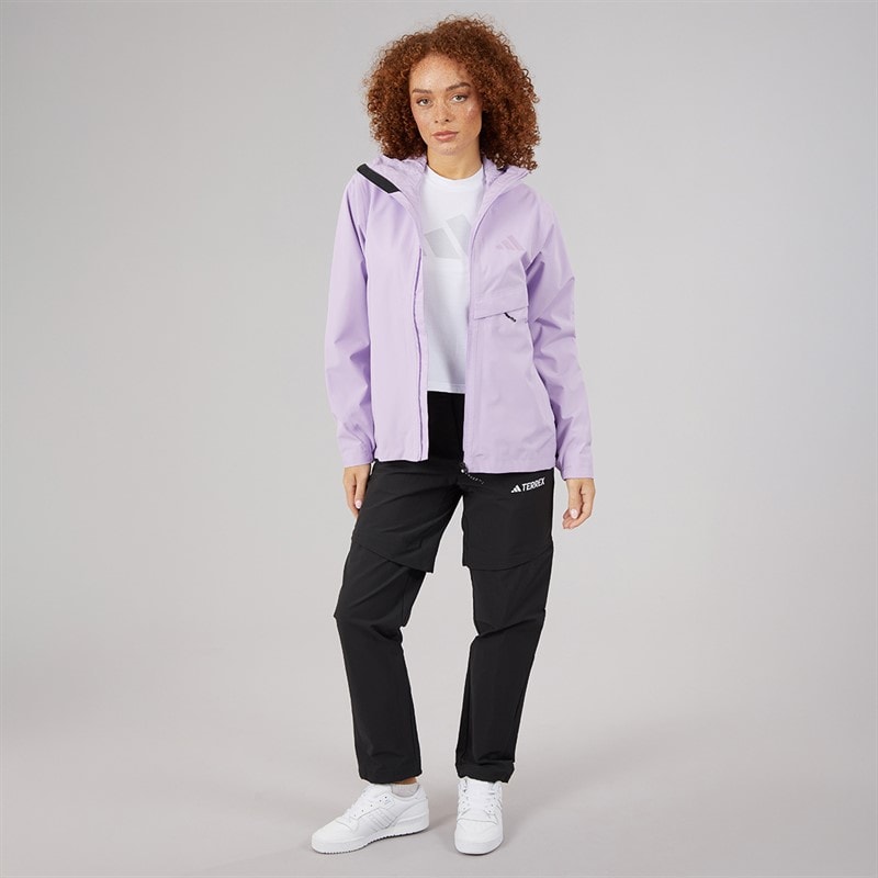 adidas Womens Terrex Multi 2 Layer Climaproof Hooded Rain Jacket Powder Plum - Image 4