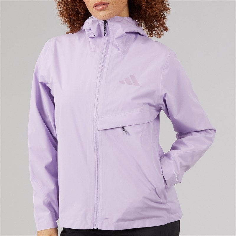 adidas Womens Terrex Multi 2 Layer Climaproof Hooded Rain Jacket Powder Plum - Image 5