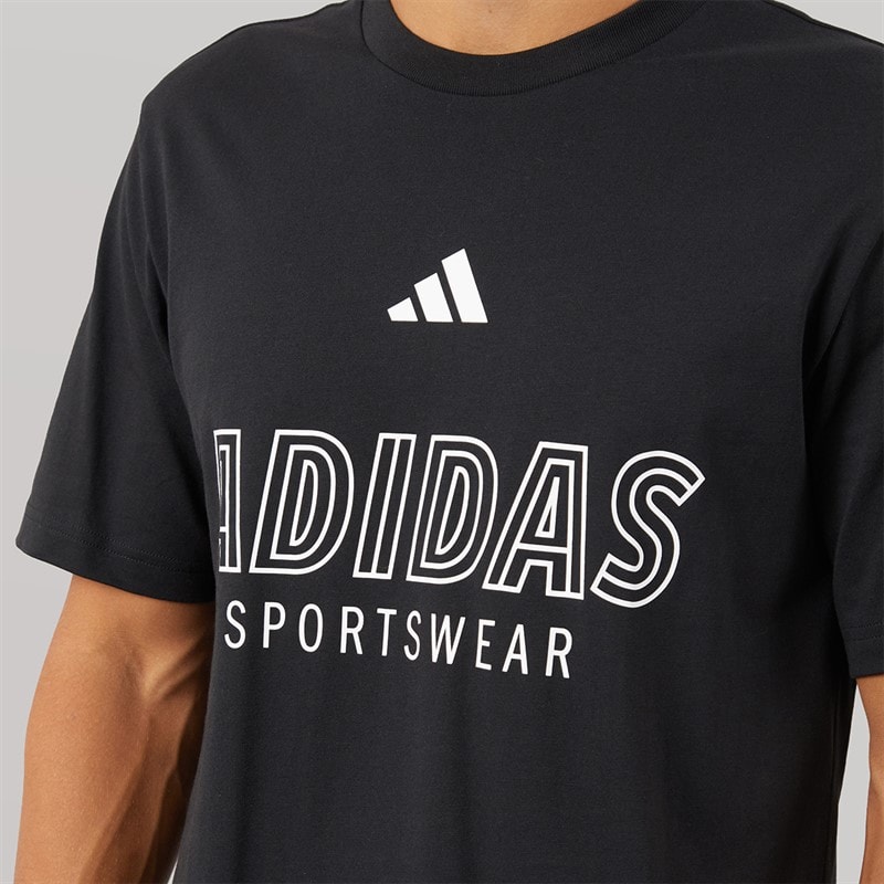 adidas Mens House Of Tiro Linear Graphic T-Shirt Black - Image 3