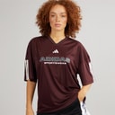 adidas Womens House Of Tiro Nations Pack Boyfriend Fit T-Shirt Aurora Ruby