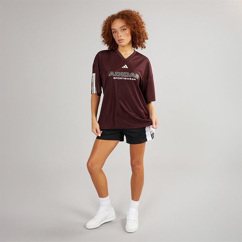 adidas Womens House Of Tiro Nations Pack Boyfriend Fit T-Shirt Aurora Ruby - Image 4