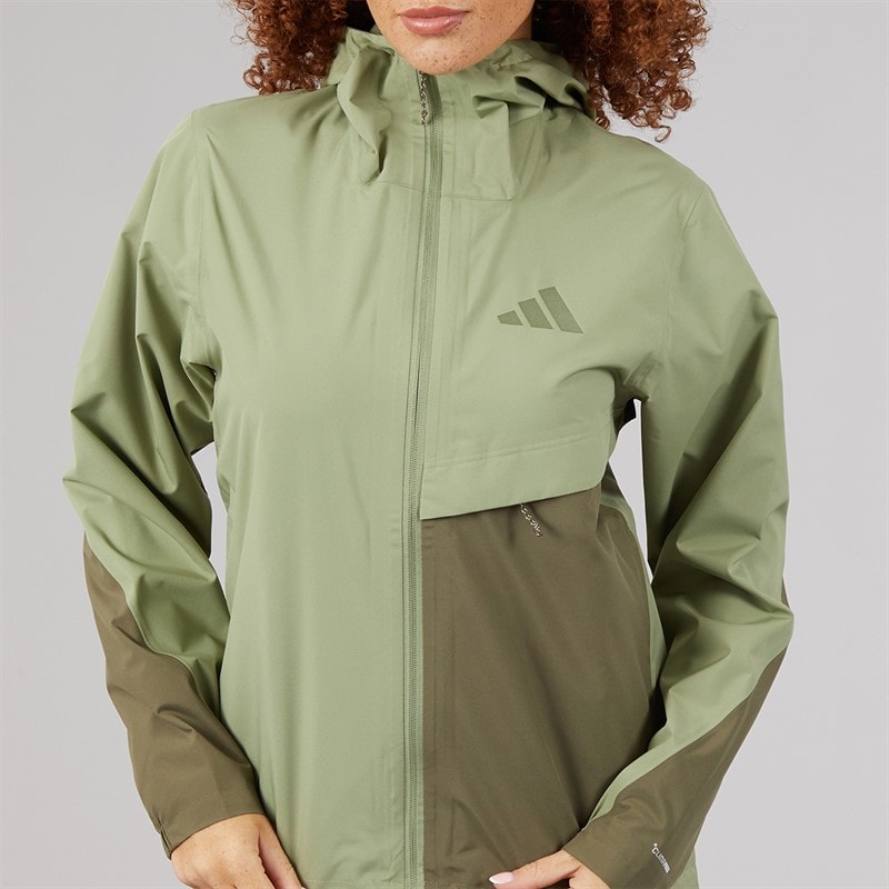 adidas Womens Terrex Multi 2 Layer Climaproof Hooded Rain Jacket Tent Green/Olive - Image 5