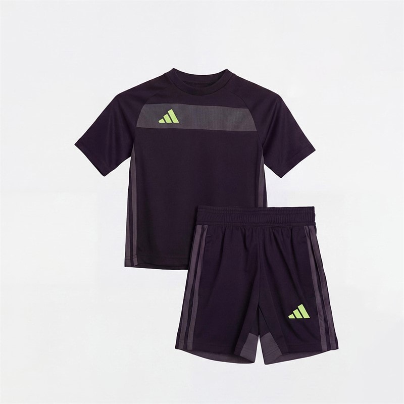adidas Kids Tiro 25 Essentials Jersey T-Shirt And Shorts Set Black/Grey Six/Solar Yellow