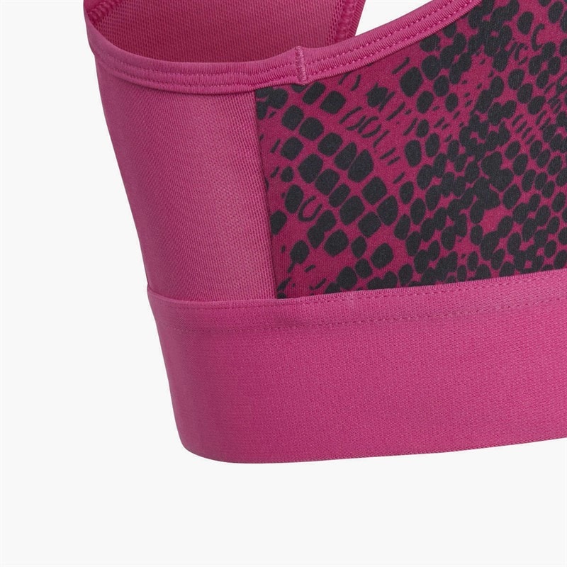 adidas Junior Girls AEROREADY Powerreact Animal Print Padded Sports Bra Semi Lucid Fuchsia/Carbon/White - Image 4