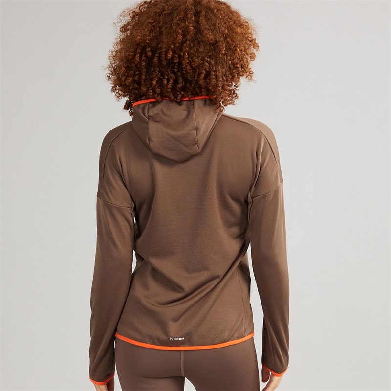 adidas Womens Terrex Xperior Climawarm Full Zip Hooded Fleece Jacket Earth Strata - Image 2