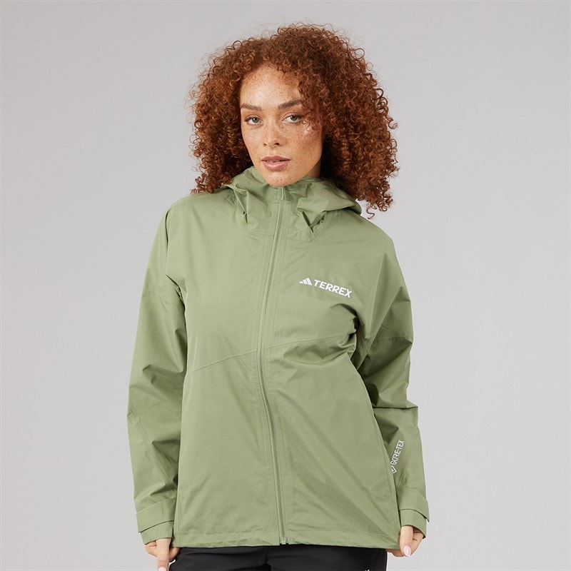adidas Womens Terrex Xperior 2 Layer Gore Tex Waterproof Hooded Jacket Tent Green - Image 3