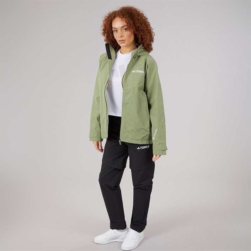 adidas Womens Terrex Xperior 2 Layer Gore Tex Waterproof Hooded Jacket Tent Green - Image 4