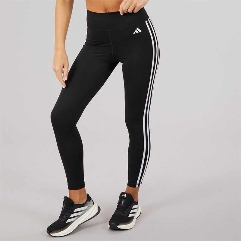 adidas Womens Train Essentials 3-Stripes High Waisted 7/8 Leggings Black - Image 2
