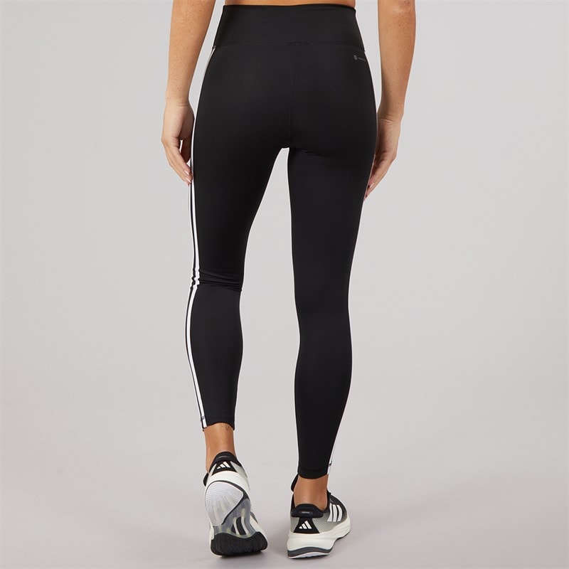 adidas Womens Train Essentials 3-Stripes High Waisted 7/8 Leggings Black - Image 3