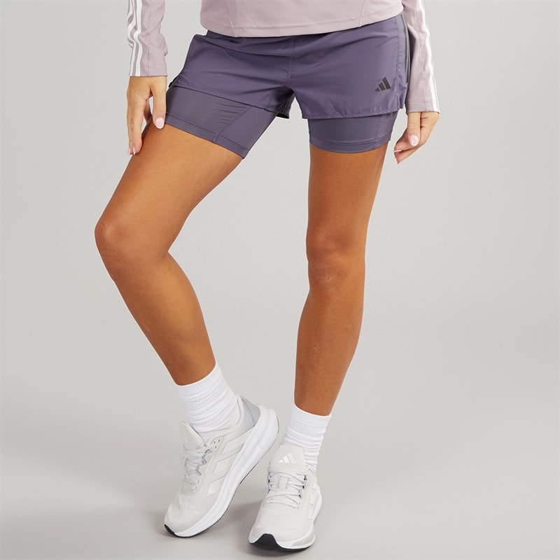 adidas Womens Own The Run Climacool 2-In-1 Running Shorts Preloved Violet