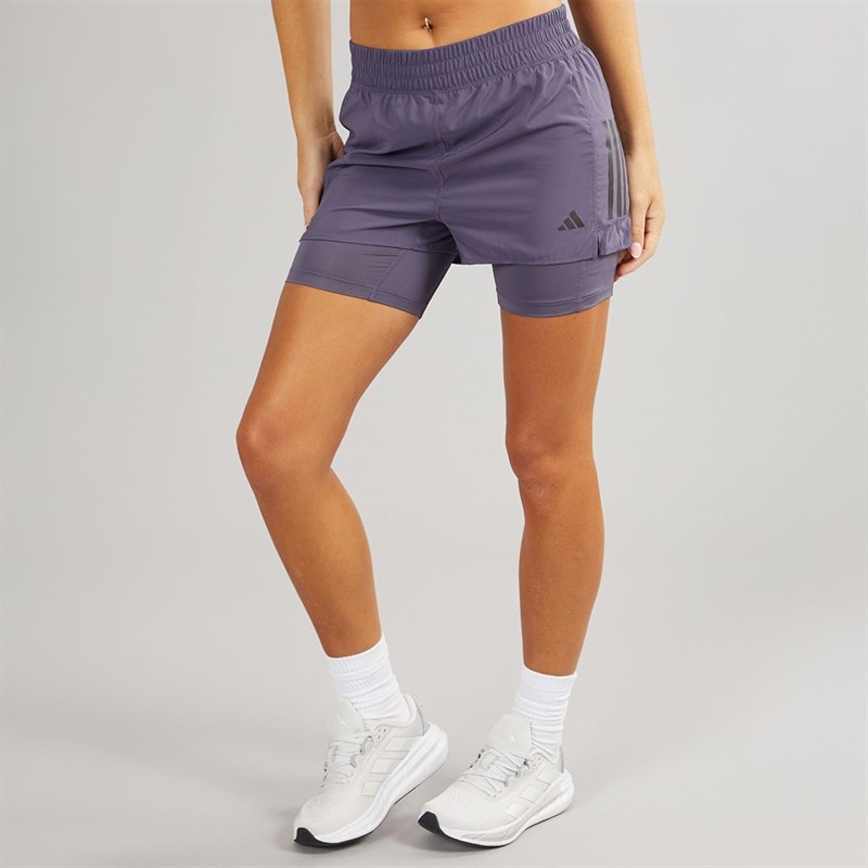 adidas Womens Own The Run Climacool 2-In-1 Running Shorts Preloved Violet - Image 3