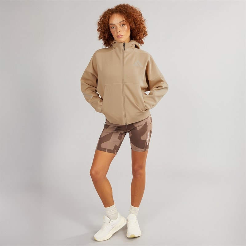 adidas Womens Z.N.E Full Zip Hoodie Warm Sand - Image 4