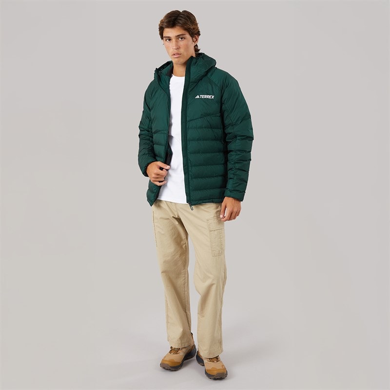 adidas Mens Terrex Xperior Climawarm+ Down Insulated Hooded Jacket Aurora Ivy - Image 4
