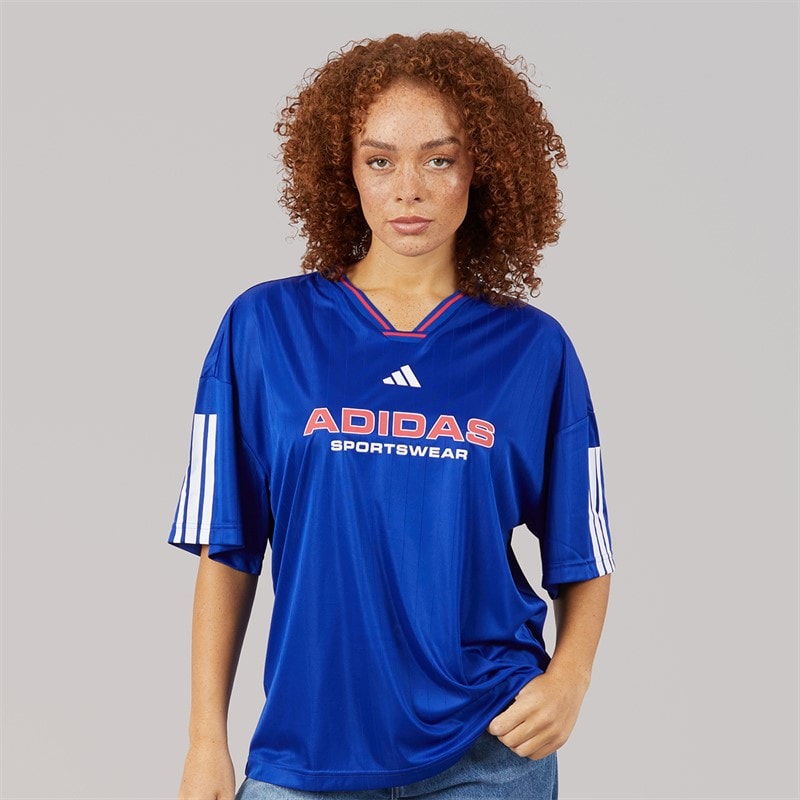 adidas Womens House Of Tiro Nations Pack Boyfriend Fit T-Shirt Semi Lucid Blue - Image 2