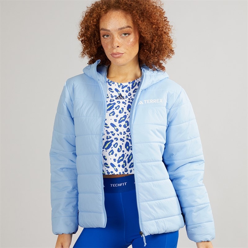 adidas Womens Terrex Essentials Climawarm Insulated Hooded Jacket Glow Blue - Image 3