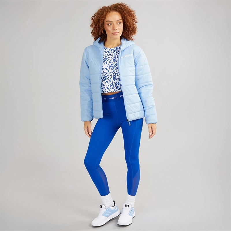 adidas Womens Terrex Essentials Climawarm Insulated Hooded Jacket Glow Blue - Image 4