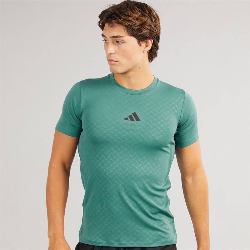 adidas Mens Primelift 3-Stripes T-Shirt Preloved Teal