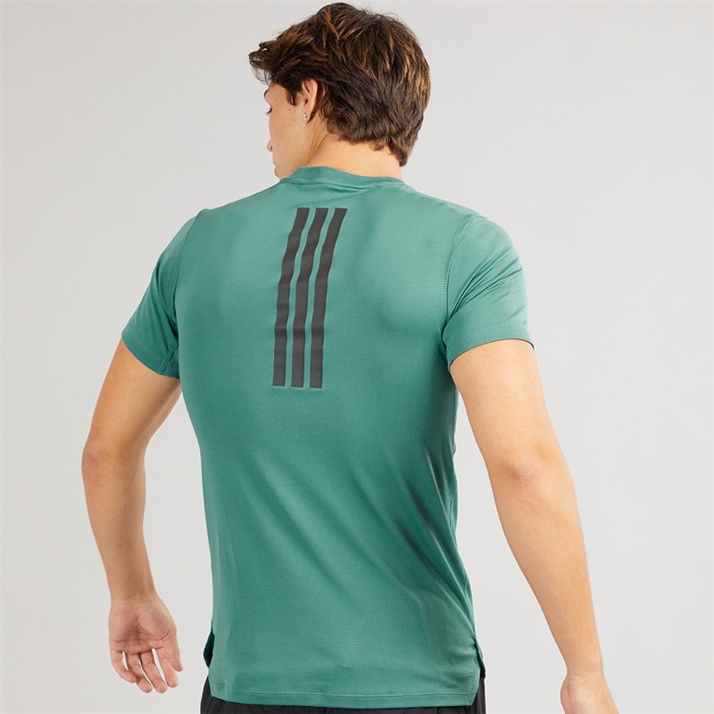 adidas Mens Primelift 3-Stripes T-Shirt Preloved Teal - Image 2