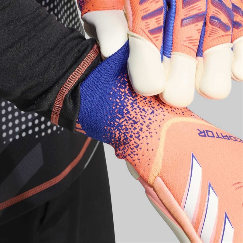 adidas Predator Pro Hybrid Cut Goalkeeper Gloves Signal Coral/White/Lucid Blue - Image 2