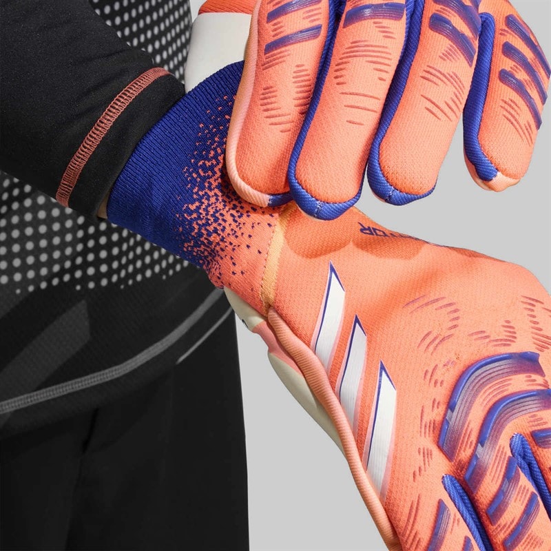 adidas Predator Pro Promo PC FingerSave Goalkeeper Gloves Signal Coral/White/Lucid Blue - Image 2