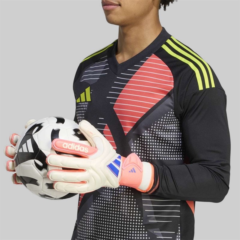 adidas Copa Pro Goalkeeper Gloves Off White/Lucid Blue/Signal Coral - Image 3