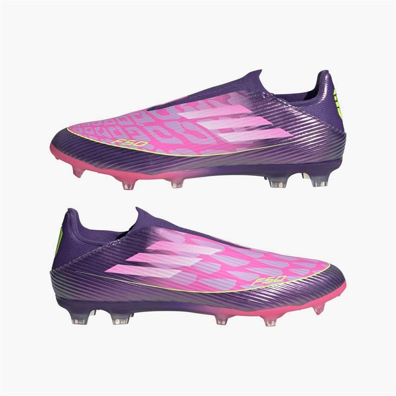 adidas Mens F50 League Laceless Lamine Yamal FG/MG Firm/Multi Ground Football Boots Unity Purple/Footwear White/Lucid Lemon