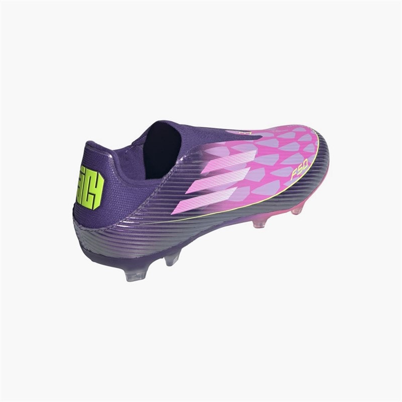 adidas Mens F50 League Laceless Lamine Yamal FG/MG Firm/Multi Ground Football Boots Unity Purple/Footwear White/Lucid Lemon - Image 3